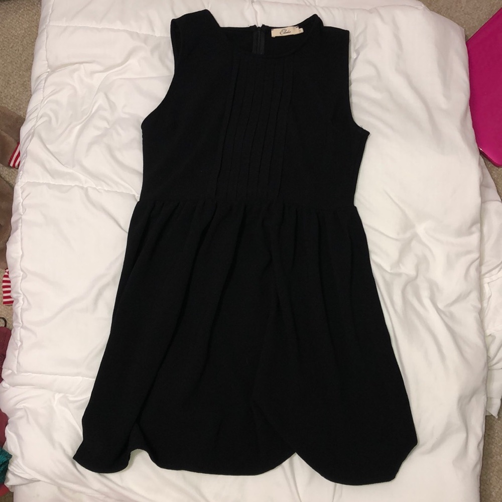 Black Dress with Ruffles at Top